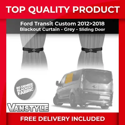 Fits Ford Transit Custom 12>18 Blackout Fabric Sliding Door Window Curtain Grey • £30.59